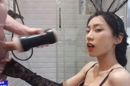 妹子叫男友試飛機杯